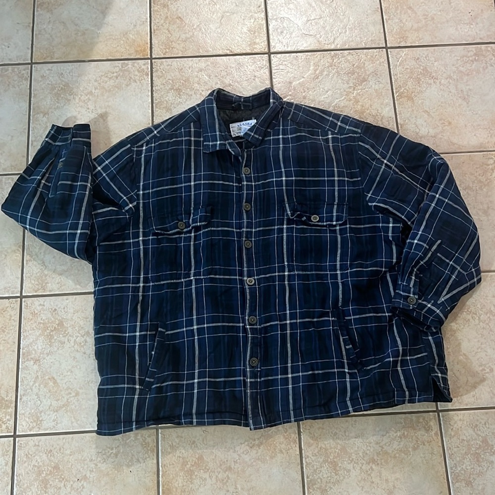 Alaska Gear Navy & Black Quilted Cotton Plaid Jacket, Sz XXL